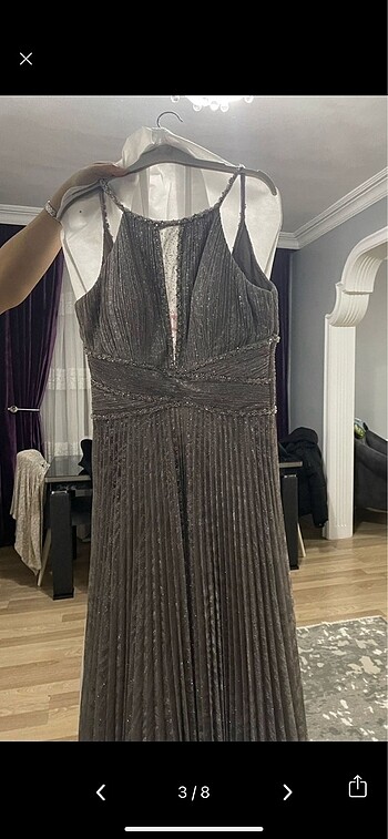 xl Beden So lady gri abiye elbise