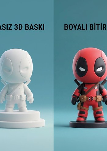 Boyanmış Deadpool Aksiyon Figürü 3D Baskı