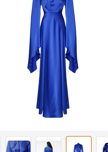 Mavi Uzun Drapeli Kadın Elbise 169 boy 80 kgye kadar oluyo - Görsel 2