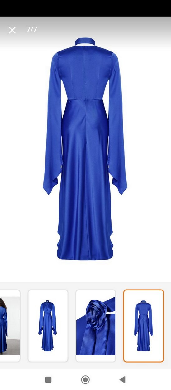 Mavi Uzun Drapeli Kadın Elbise 169 boy 80 kgye kadar oluyo - Görsel 3