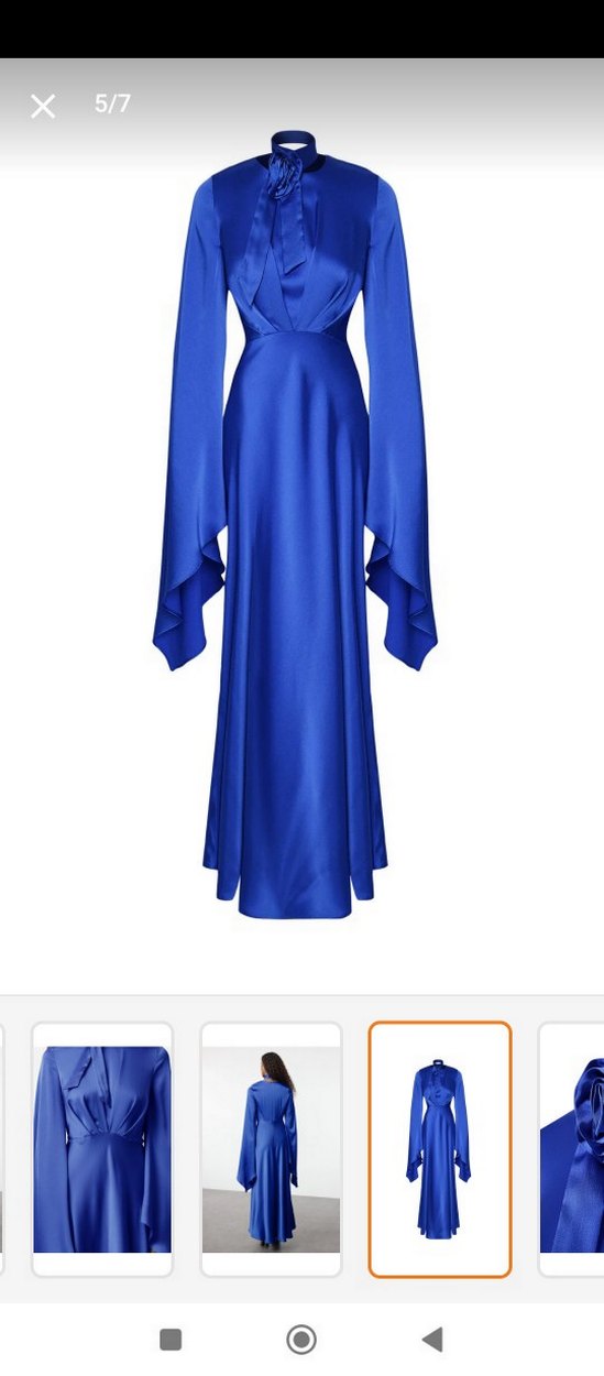 Mavi Uzun Drapeli Kadın Elbise 169 boy 80 kgye kadar oluyo - Görsel 2