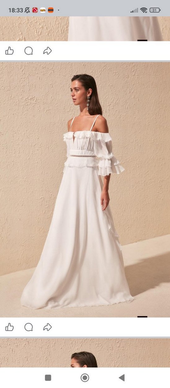 Kadın Beyaz Nakışlı Uzun Bohem Elbise - Görsel 2