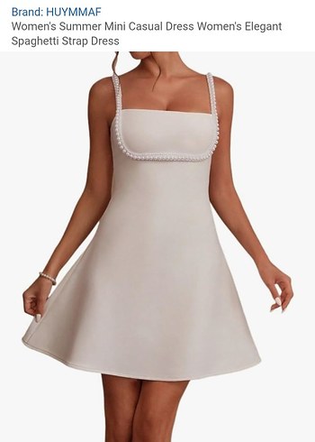 HUYMMAF Beyaz İnci Detaylı Mini Elbise - Görsel 5