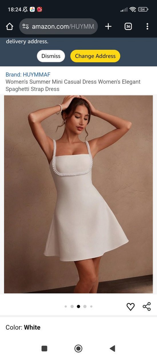 HUYMMAF Beyaz İnci Detaylı Mini Elbise - Görsel 3