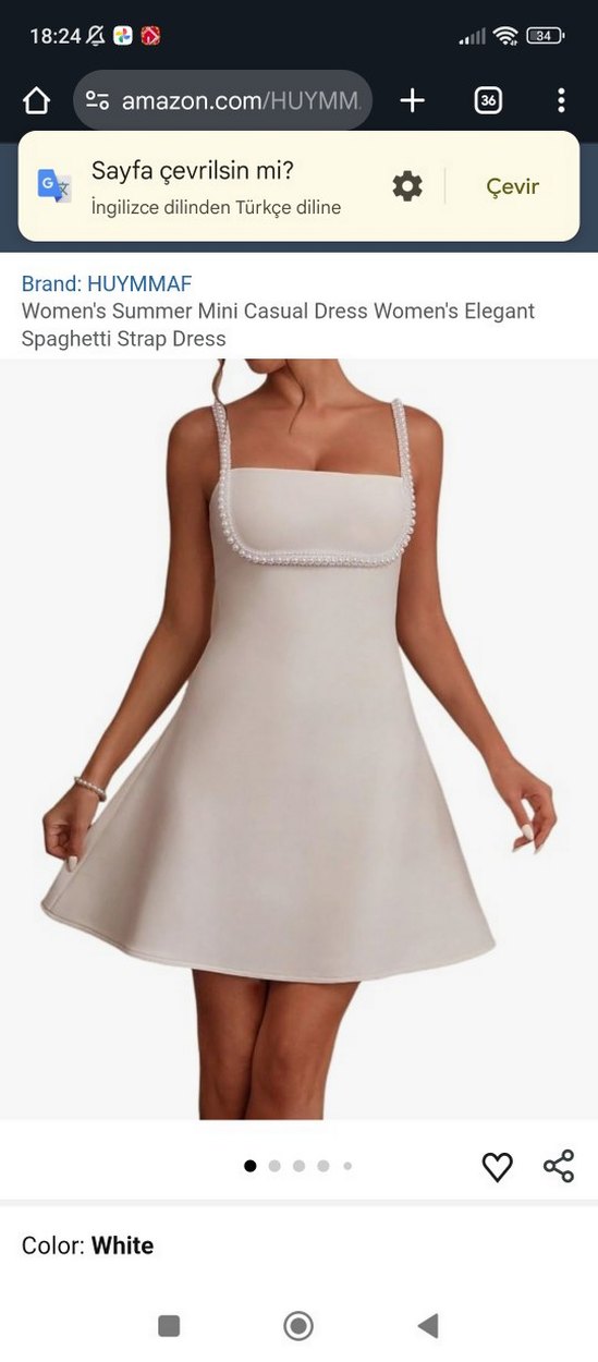 HUYMMAF Beyaz İnci Detaylı Mini Elbise - Görsel 5