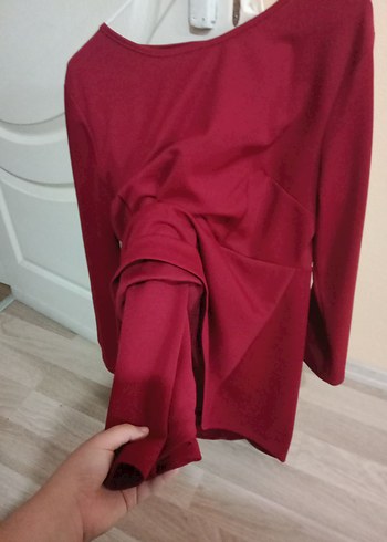 Bordo Dökümlü Uzun Kollu Kadın etek üst takım - Görsel 2