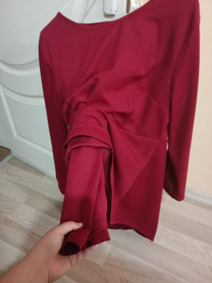 Bordo Dökümlü Uzun Kollu Kadın etek üst takım - Görsel 2