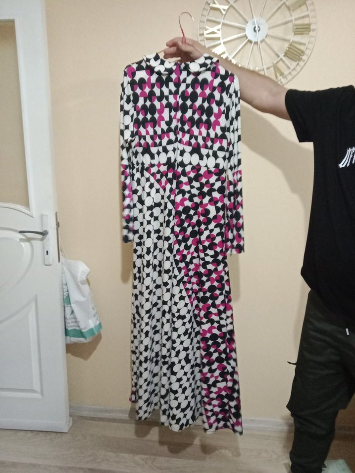 Çok Renkli, Uzun, Salaş Kadın Elbise - Görsel 2