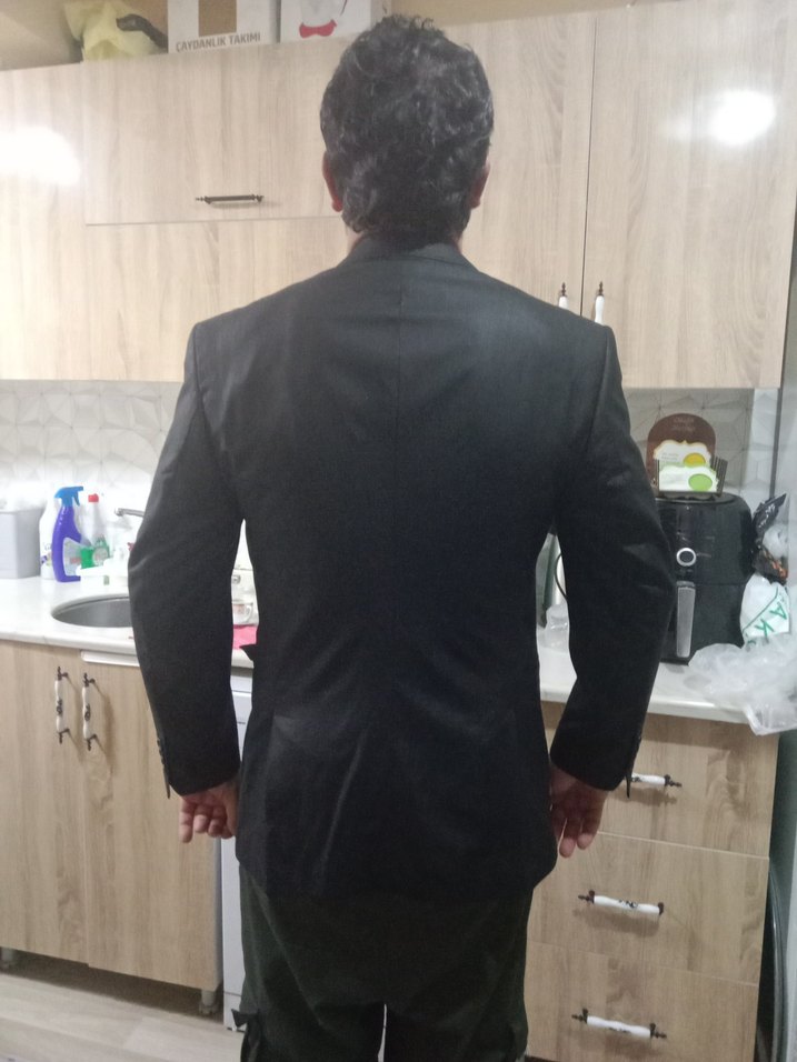 Siyah Düğmeli Erkek Ofis Takım Elbise Ceket - Görsel 2