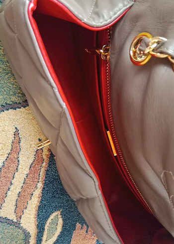 Bej Deri Kapitone Kadın Çanta - Görsel 2