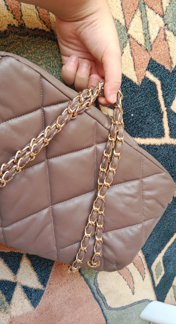 Bej Deri Kapitone Kadın Çanta - Görsel 3