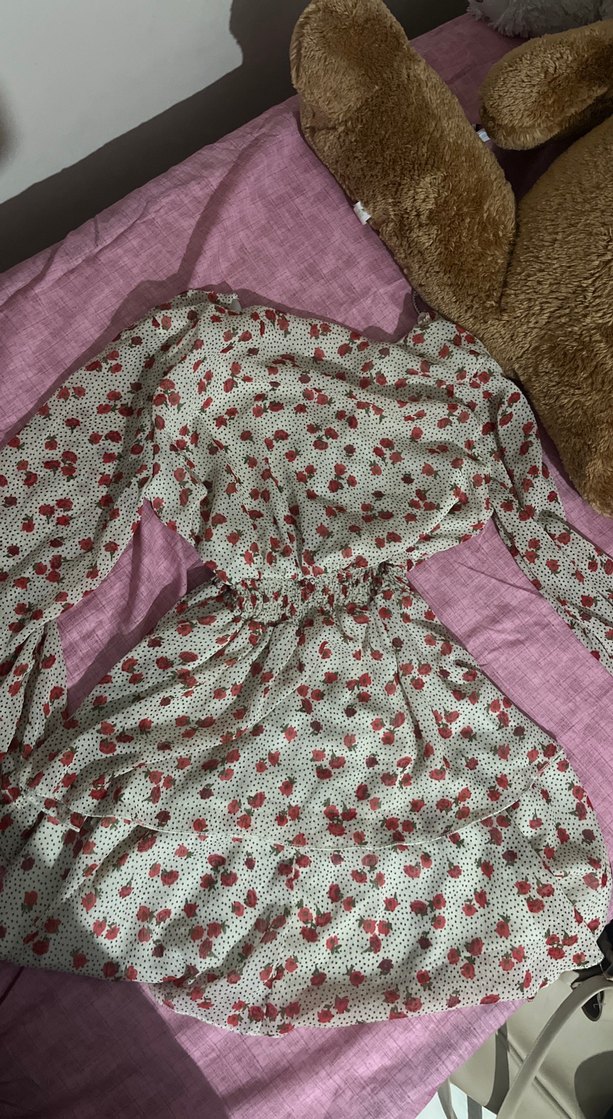 Kadın Mini Bohem Uzun Kollu çiçekli elbise - Görsel 2