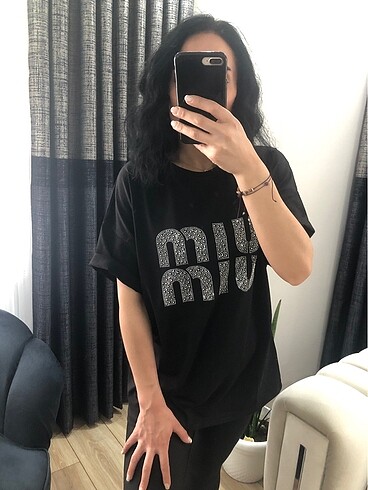 T-shirt basıc oversize miu miu