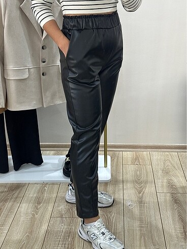 Deri pantolon jogger model - Görsel 5
