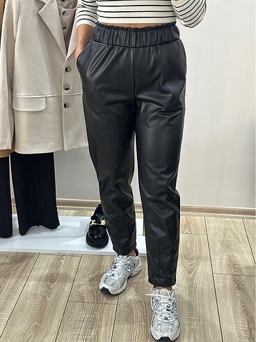 Deri pantolon jogger model - Görsel 6