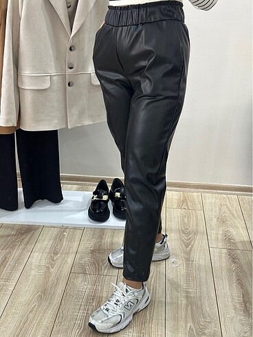 Deri pantolon şardonlu belli lastikli - Görsel 5