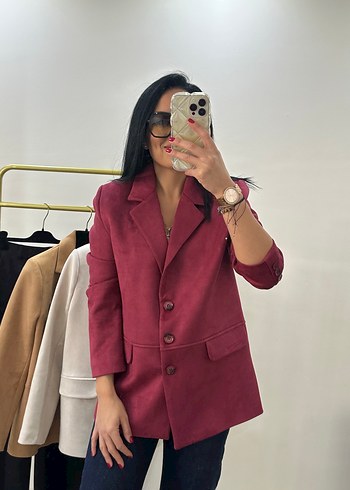 Massimo Dutti Bordo Klasik Kadin Blazer Ceket