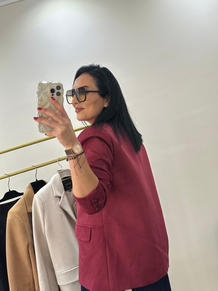 Bordo Klasik Kadın Blazer Ceket — görsel 4/8