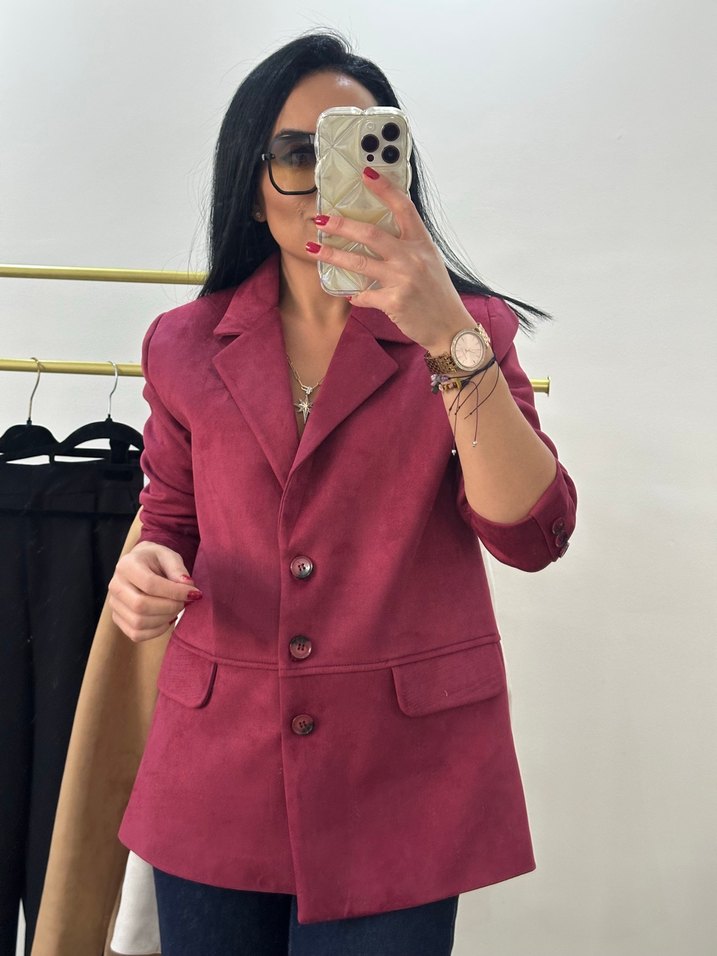 Bordo Klasik Kadın Blazer Ceket — görsel 6/8