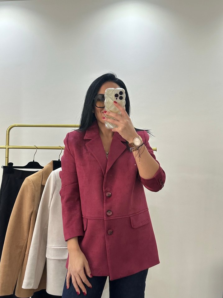 Bordo Klasik Kadın Blazer Ceket — görsel 3/8