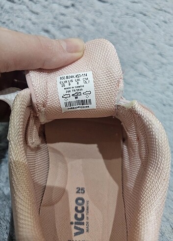 25 Beden pembe Renk 25 numara vicco ayakkabı