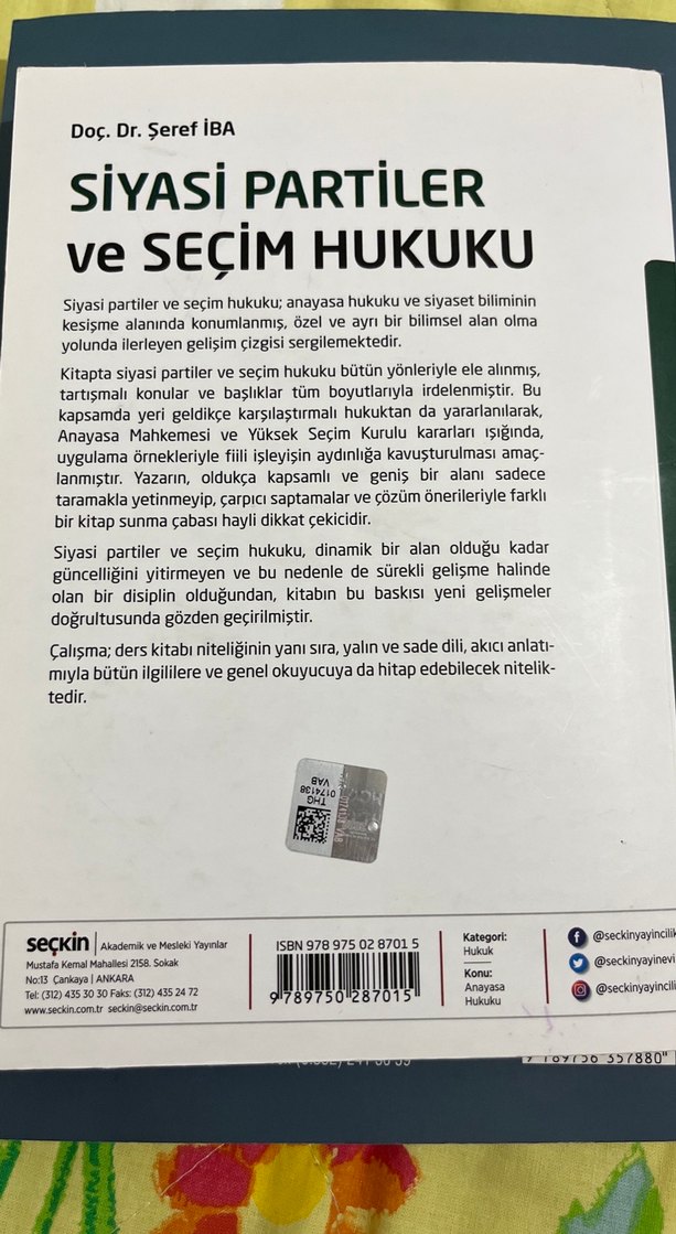 Siyasi Partiler ve Seçim hukuku kitabı Eşref İba - Görsel 4