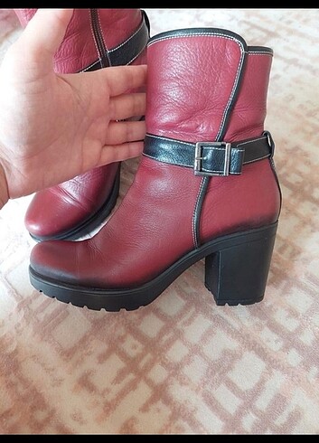 38 Beden bordo Renk Deri Bot