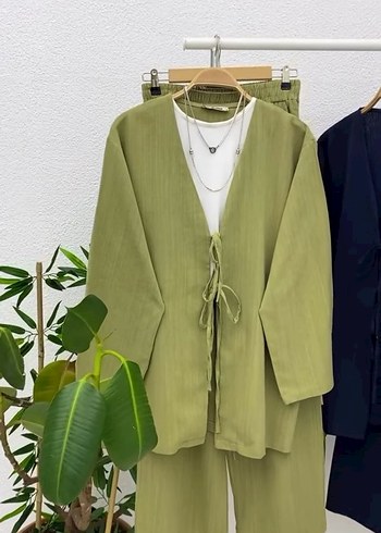 Diger Kadın Keten Kemerli Mini Kimono