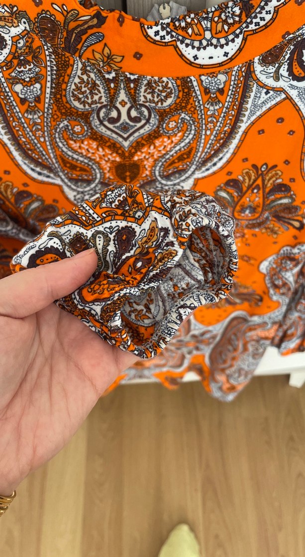 Renkli Uzun Kollu Bohem Desenli Kadın Elbise - Görsel 2