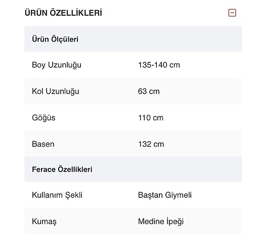 38 Beden Ferace Elbise