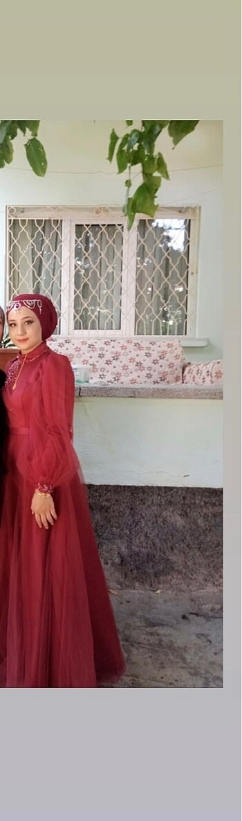 38 Beden bordo Renk Tesettür abiye