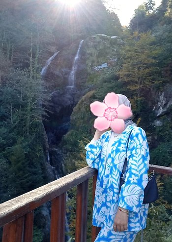 Mavi Bohem Salaş Midi Kimono Püsküllü