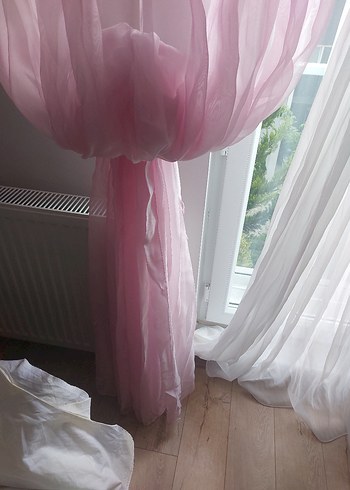 Linens Modern Klasik Pembe Tül Perde