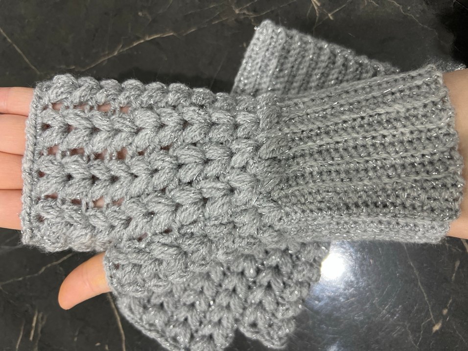 Gri Örgü Kadın eldiven - Görsel 3
