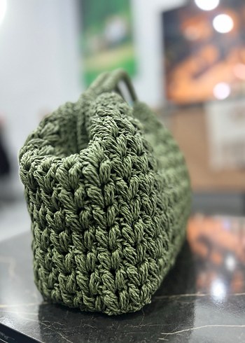 Örgü Kadın Çanta Bohem Haki Renk - Görsel 2