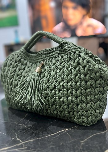 Örgü Kadın Çanta Bohem Haki Renk - Görsel 3