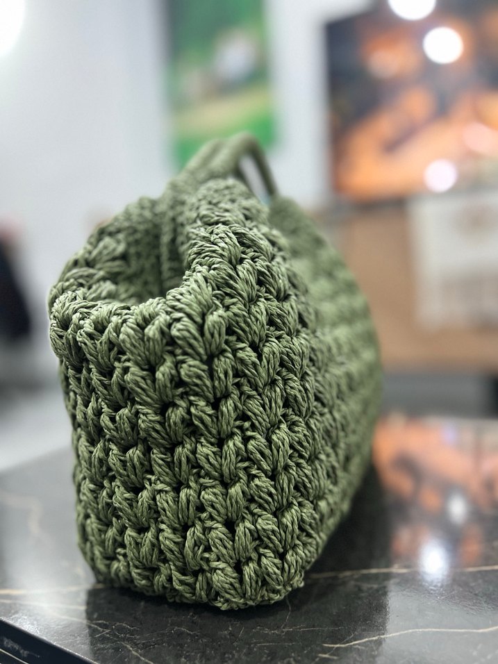 Örgü Kadın Çanta Bohem Haki Renk - Görsel 2