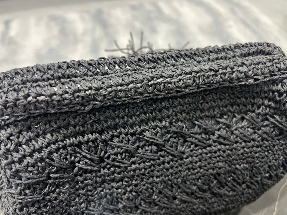 Siyah Nakışlı Örgü Kadın Portföy Çanta - Görsel 4