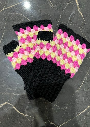 Renkli Örgü Parmaksız Kadın Eldiveni - Görsel 2