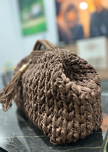 Püsküllü Örgü Bohem Kadın Çanta - Görsel 5