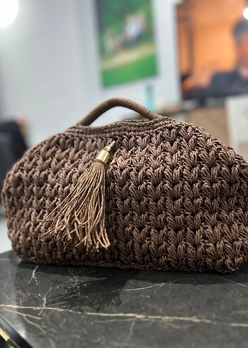 Püsküllü Örgü Bohem Kadın Çanta - Görsel 2