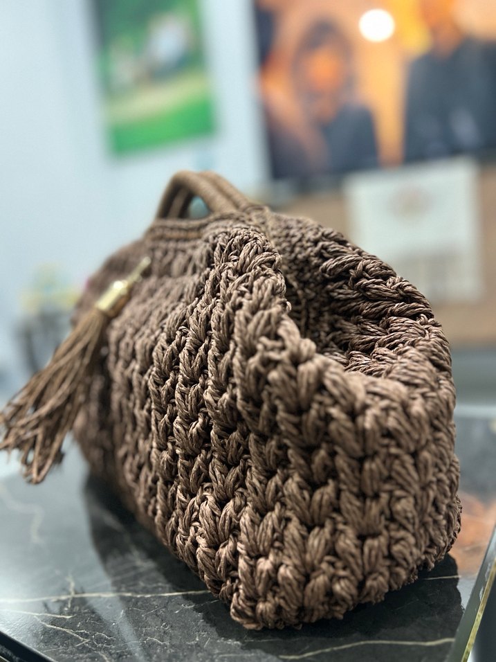 Püsküllü Örgü Bohem Kadın Çanta - Görsel 5