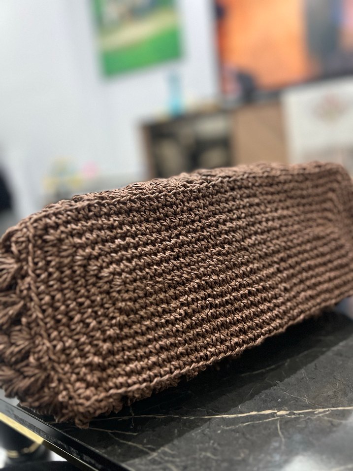 Püsküllü Örgü Bohem Kadın Çanta - Görsel 4