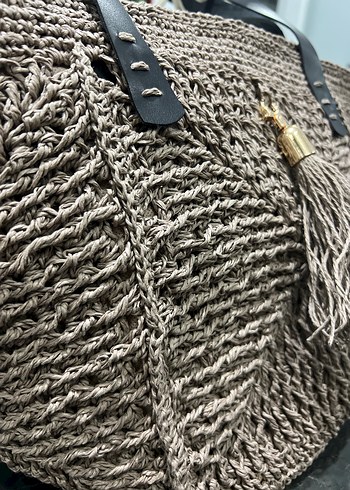 Bohem Püsküllü mozaik desen Örgü Kadın Çanta Büyük boy - Görsel 4