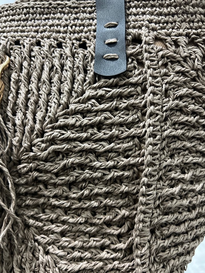 Bohem Püsküllü mozaik desen Örgü Kadın Çanta Büyük boy - Görsel 3