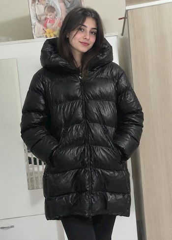 Trendyol & Milla Fiyat 400 Siyah Kapusonlu Deri Sisme Mont 40 Ve 42beden
