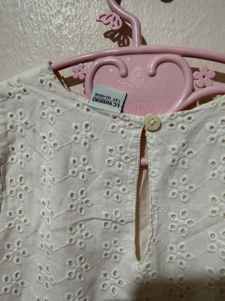 Kız Çocuk Beyaz Dantel Bohem Elbise - Görsel 5