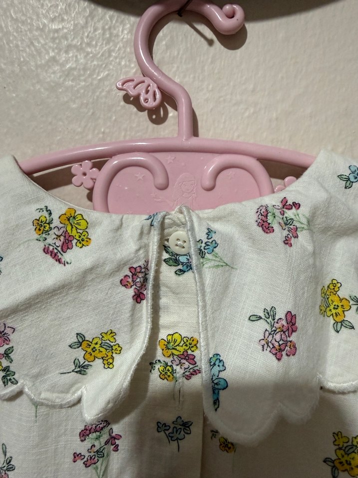 Beyaz Çiçek Desenli Bohem Kız Elbisesi - Görsel 4