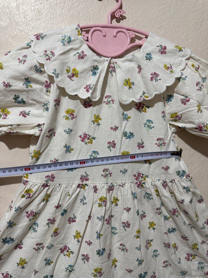 Beyaz Çiçek Desenli Bohem Kız Elbisesi - Görsel 3