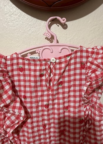 Kırmızı Kareli Fırfırlı Yazlık Kız Çocuk Elbisesi - Görsel 5